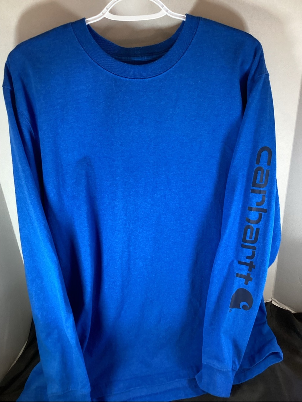 Carhartt ,Long-Sleeve Logo Tee ,in Royal Blue ,with Black Sleeve Print